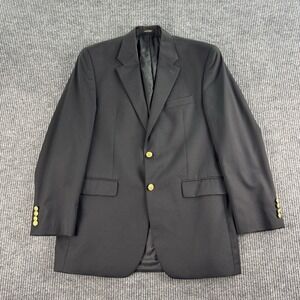 Chaps Blazer 40L Black Wool Gold Button Crest Vintage Ivy League Classic Uniform
